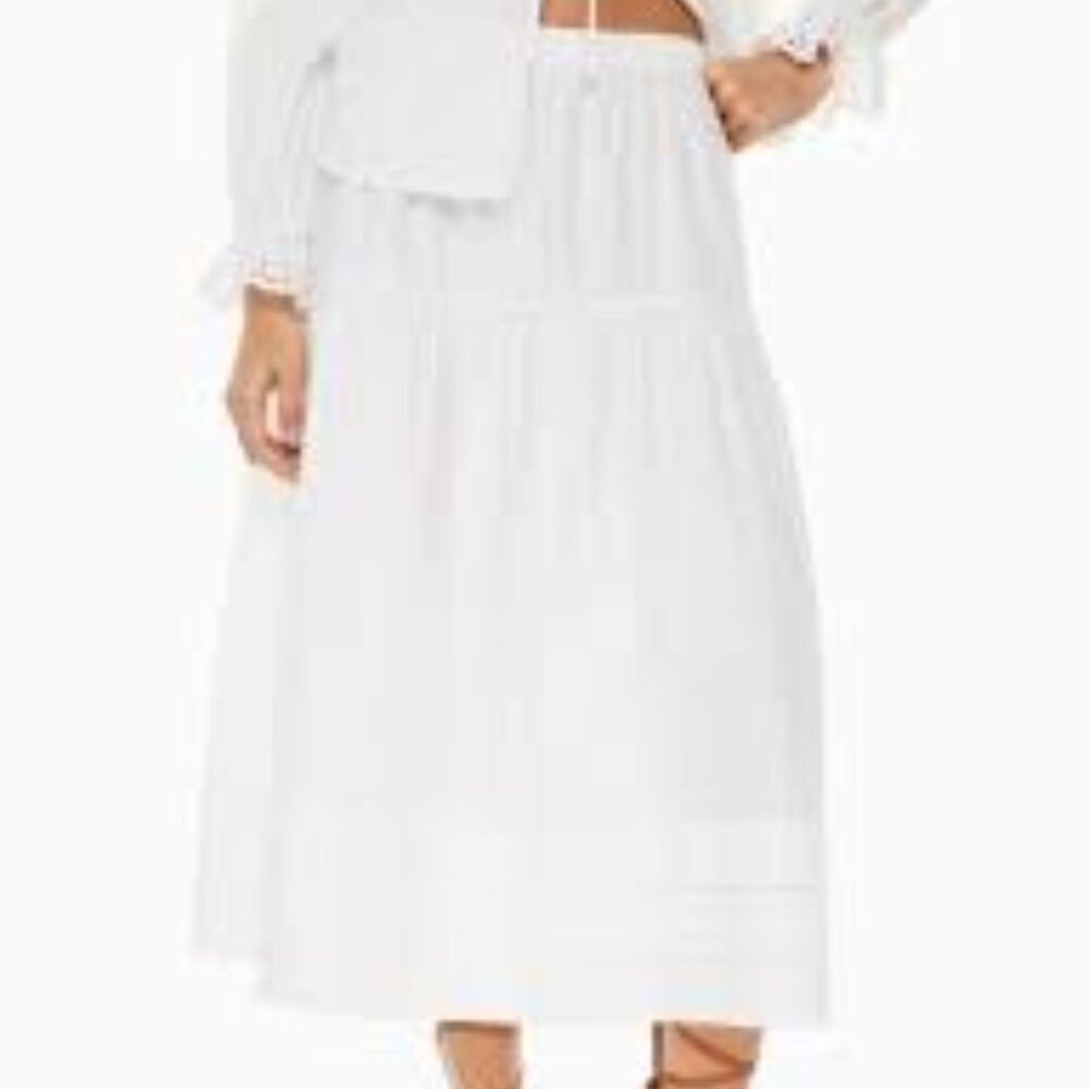 Little Moon Aritzia  Stefan Poplin Skirt white cotton maxi size  Large